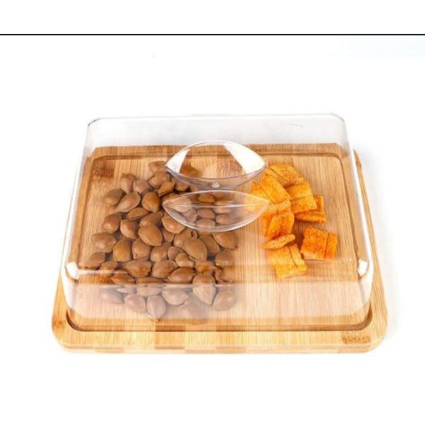 Bamboo Serving Dish, Cutting Board Clear Acrylic Cover